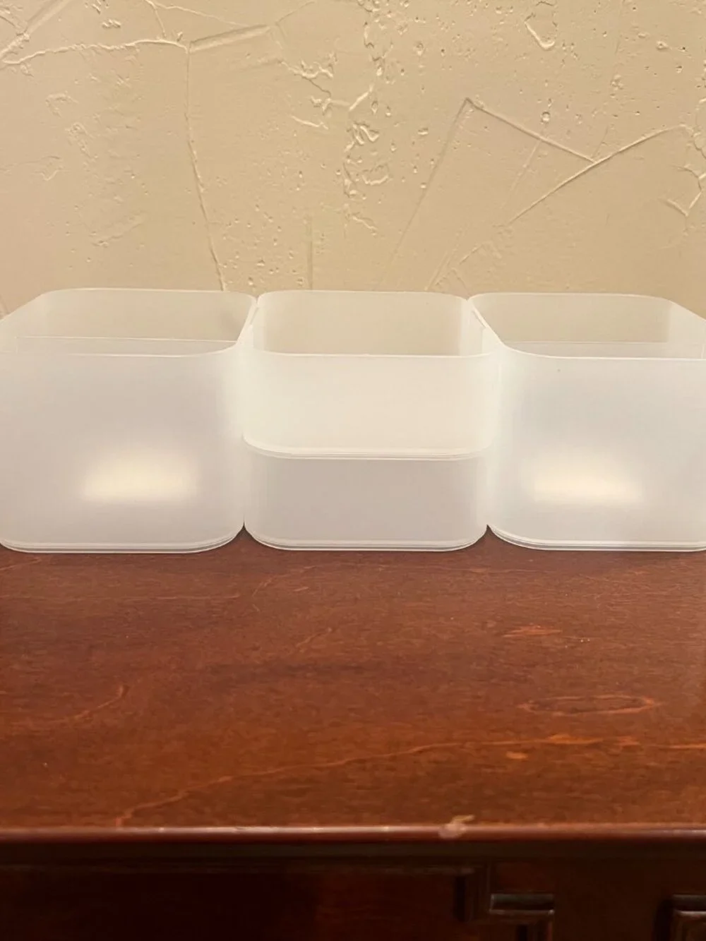 NEW Set of 3 Frosted Plastic Storage Bins w/ Dividers Multi-Purpose Organizer